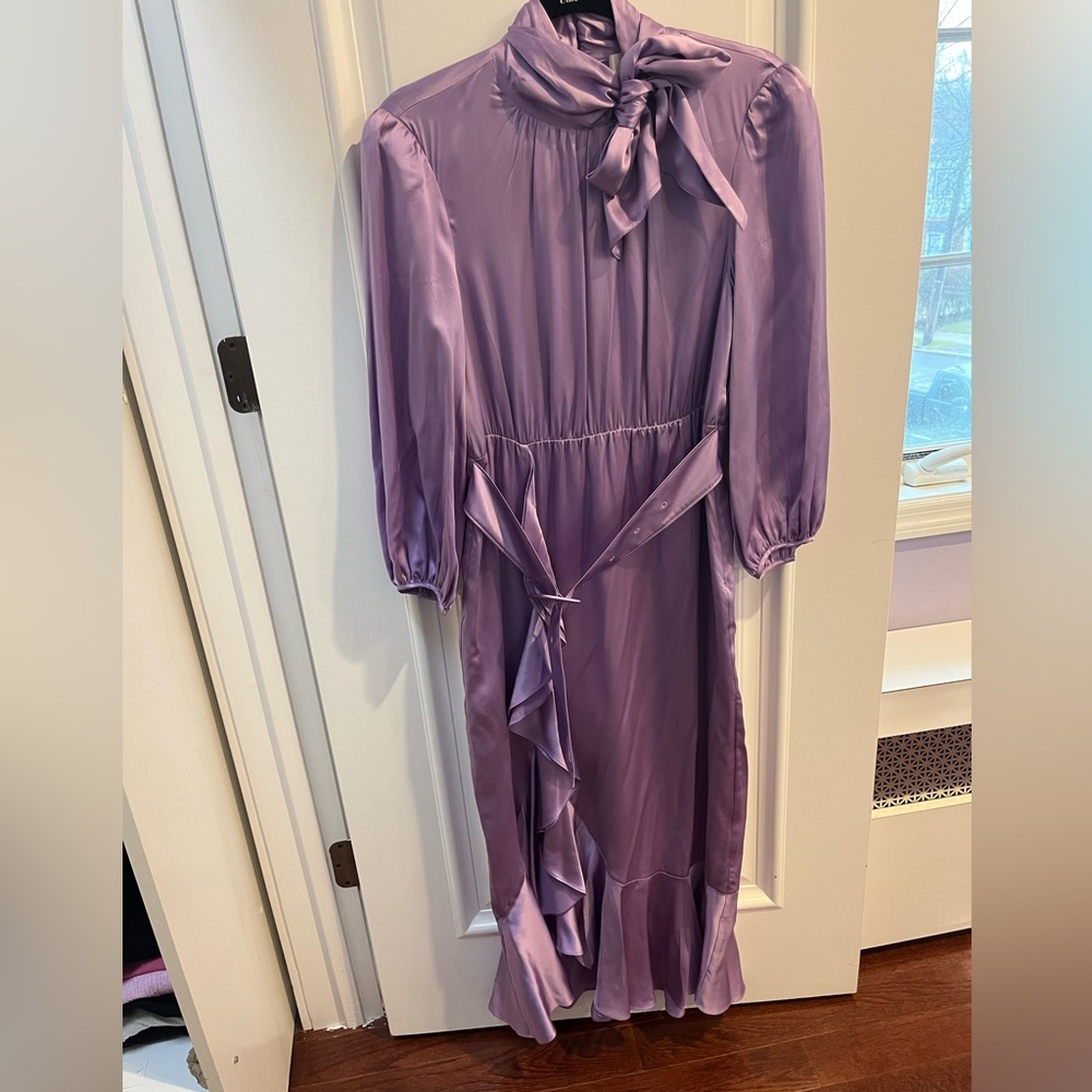 Cinq a sept Purple satin midi dress